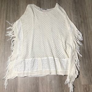 White crocheted poncho